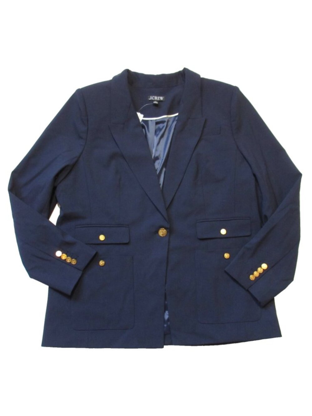NWT J.Crew Tall Vivienne Blazer in Navy Italian Bi-stretch Wool Blend Jacket 16T - Picture 5 of 8